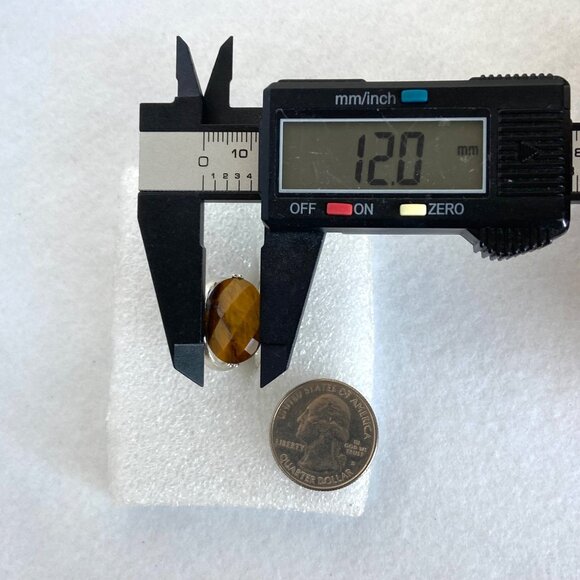 Signed Sterling Silver 925 Faceted Tigers Eye Split Shank Wide Band Ring 6.75 - Picture 15 of 16